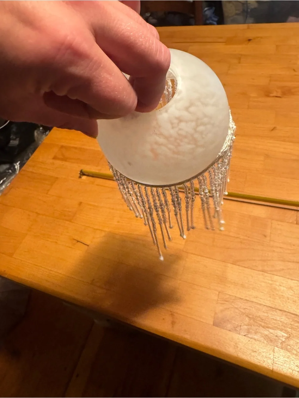 Beaded Fringe White Decorative Hanging Accent
